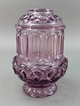 LE Smith Moon &amp; Stars Amethyst Purple Glass Courting Lamp Fairy Candle Light - $926.99