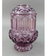 LE Smith Moon &amp; Stars Amethyst Purple Glass Courting Lamp Fairy Candle L... - £729.19 GBP