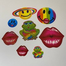 Vintage Lisa Frank Groovy Frog, Lips &amp; Smiley Faces Mini Notecard Cutouts - £10.16 GBP