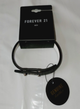 Forever 21 Men&#39;s Black Leather Bracelet Adjustable Silver Stud New - £8.61 GBP