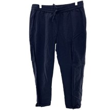 J. CREW 12 Pant Cropped Linen Cotton Drawstring Pull On Navy Blue C1223 ... - $21.48