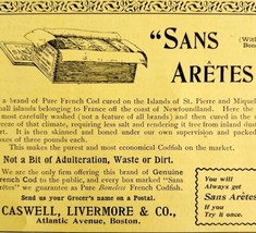 Sans Aretes Pure French Cod Fish 1894 Advertisement Victorian Caswell AD... - $17.50
