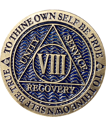 8 Year AA Medallion Antique Reflex Blue Sobriety Chip - $9.80 CAD