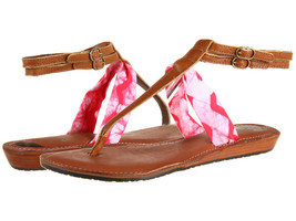 Reef Women&#39;s Tonsai Brown Strappy Sandals Shoes Flip Flop Hot Pink White Size 10 - £36.64 GBP