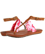 Reef Women's Tonsai Brown Strappy Sandals Shoes Flip Flop Hot Pink White Size 10 - $46.71