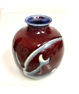 Vintage Studio Art Pottery Abstract Glossy Glaze Vase Stamped CB 6”H Oxb... - $651.00 MXN