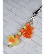Gummy Bear Heart Handmade Cell Phone Charm Lanyard Strap Yellow Orange New - $244.42 MXN
