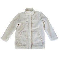 zuda Women&#39;s Small Long Sherpa Jacket with Woven Trims Ivory A388608 - $17.34