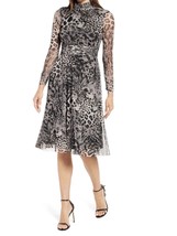 ELIZA J Long Sleeve Animal Print Mesh Dress (Size 24 W) - £36.12 GBP
