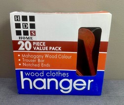 20 Wood Clothes Suit Hangers w/ Trouser Bars Notched Ends Mahogany - £15.81 GBP