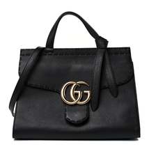 Gucci Calfskin Small GG Marmont Top Handle Bag Black - £2,087.09 GBP
