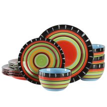 Gibson Elite Feliz Mesa 12 Piece Hand Painted Dinnerware Set, Service fo... - £70.19 GBP