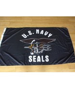 NWOT 35&quot; X 58&quot; Navy Seals Black Eagle Synthetic Cotton FLAG WITH TWO CLI... - $592.16 MXN