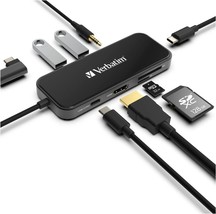 Verbatim® 8-in-1 USB C Hub Adapter w/ 4K HDMI, 2 USB 3.0 Ports, 1 USB C, SD Card - £20.14 GBP