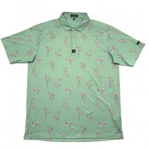 Bad Birdie Polo Shirt Mens XXL Short Sleeve Stretch Poly Cactus Colorful Golf 2X - £46.99 GBP