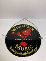Wurlitzer Phonograph Music Porcelain Enameled Advertising Sign Ande Rooney 10&quot; - £32.07 GBP