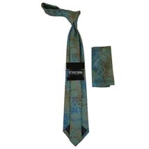 Men's Stacy Adams Tie and Hankie Set Fancy Woven Silky Satin #SAT67 Teal image 2