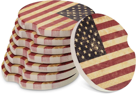 8 Packs USA Flag Cup Coasters Ceramic 2.56 Inch Stone Car Cupholder Abso... - £14.79 GBP
