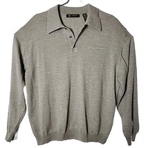 Principe Men L Long Sleeve Gray 100% Merino Wool Italy Made Polo Sweater - £29.86 GBP