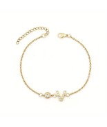 2Ct Lab Created Round Initial &quot;V&quot; Chain Bracelet Diamond 14K Yellow Gold... - £156.93 GBP