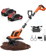 Cordless Tiller Cultivator, 21V 360RPM Electric Garden Tiller with 2X2.0... - $85.50