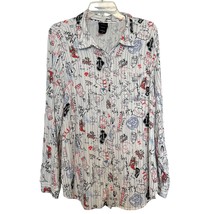 Disney Cruella Womens Shirt White 2X Graphic Print Long Sleeve Pocket To... - £18.55 GBP
