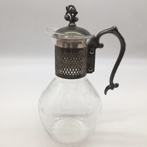 Vintage Coffee Decanter Carafe Glass Silverplate Lid Handle 11” Excellent - £23.58 GBP