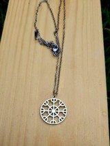 Stainless Steel Helm Of Awe Pendant Necklace Pagan Odin Norse Viking Witch Wicca - £9.50 GBP
