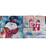 Christmas Throw Pillow Covers 18x18 Set of 2, Snowman Christmas Decor fo... - $16.81 CAD