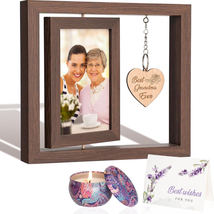 Mothers Day Gifts for Grandma Picture Frame 4X6 Rotating Wooden Photo Frame with - £21.54 GBP