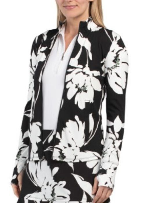 NWT TOMMY BAHAMA BLACK FABULOUS FLORAL Long Sleeve Full Zip Golf Jacket L & XL