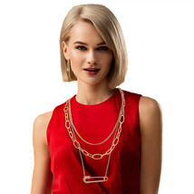 Long Layered Gold Chain Pin Necklace - $44.49