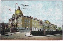 Postcard State House &amp; Hooker Monument Boston Massachusetts - $4.94