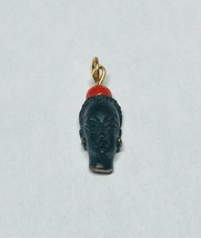 Vintage 1960&#39;s New Old Stock 14K Gold Filled Blackamoor &amp; Faux Coral Pendant - £23.88 GBP