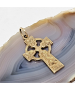 Vintage 375 9k Yellow Gold Celtic Cross Pendant Ireland - $129.97