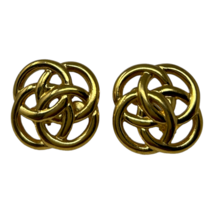 Vintage Napier Clip On Screwback Knot Earrings Textured Gold Tone Classic - £7.03 GBP