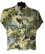 Harley Davidson Women’s  Hawaiian Silk Button Short Sleeve Top SZ M - $356.03 MXN