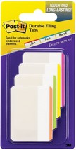 Post-It Durable Filing Tabs 2 inch X1.5 inch 24 Per Pkg Assorted Neon Colors - $63.58 CAD