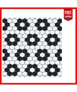 10-Pack Biscotto Black &amp; White Geometric Floor Tiles for Easy Installation - $37.17 CAD