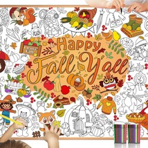 Giant Happy Fall YAll Coloring Poster With 24Pcs (24 Colors) Paint Pens, Jumbo H - £15.79 GBP