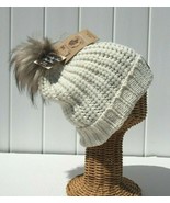 Love D&amp;Y Knit Crochet Faux Fur Pom Beanie Hat Soft Stretchy Skull Cuffed... - £8.88 GBP