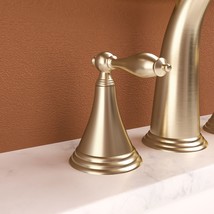 2 Handle 3 Hole 6.5 Inch Widespread Bathroom Faucet,Hot and Cold Water - Gold - £98.49 GBP