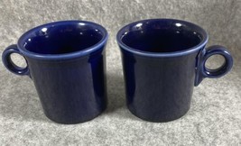 2 Fiesta Ware Fiestaware Homer Laughlin Cobalt Blue O-Ring Handle Coffee Cup Mug - £15.75 GBP