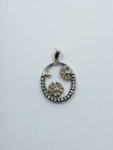Pink Cubic Zirconia Oval Flower Charm, Sterling Silver - $17.95