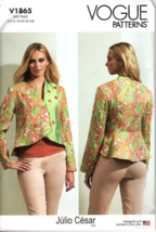 Vogue V1865 Misses 16 to 24 Julio Cesar Lined Jacket Sewing Pattern New - $25.95