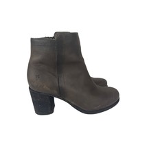 Frye Womens Addie Leather Ankle Boots 6.5 B Brown Zip Block Heel - £48.15 GBP