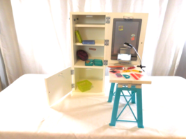 American Girl Doll Z Yang Desk Set Storge Tower Fold away - £68.93 GBP