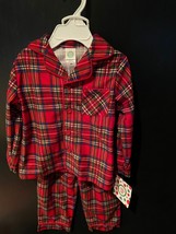 Little Me Boy&#39;s 24 Month Plaid Holiday Sleepwear Snap Front NEW* s1 - £9.39 GBP