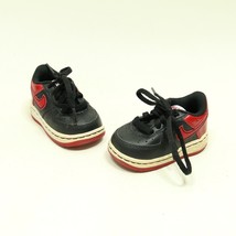 NIKE Force 1 Sneaker Shoes Black WIth Red Swoosh - Toddler Baby Size 4 C - £11.71 GBP