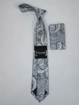 Men's Stacy Adams Tie and Hankie Set Woven Design #St415 Silver gray image 2